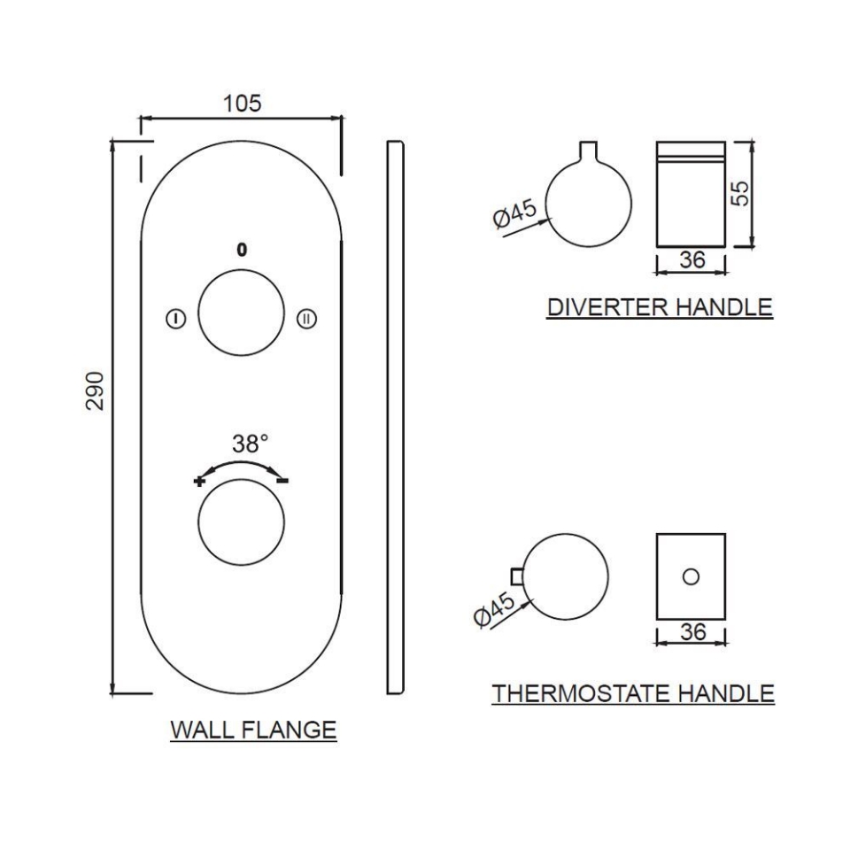Picture of Parti esterne per termostatico doccia con deviatore a 2 vie Aquamax