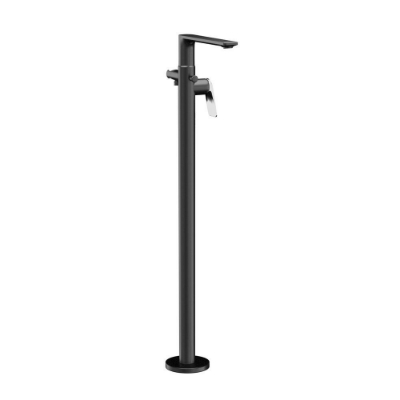 Immagine di Parti esterne per colonna vasca freestanding - Leva: Cromo nero | Corpo: Nero opaco