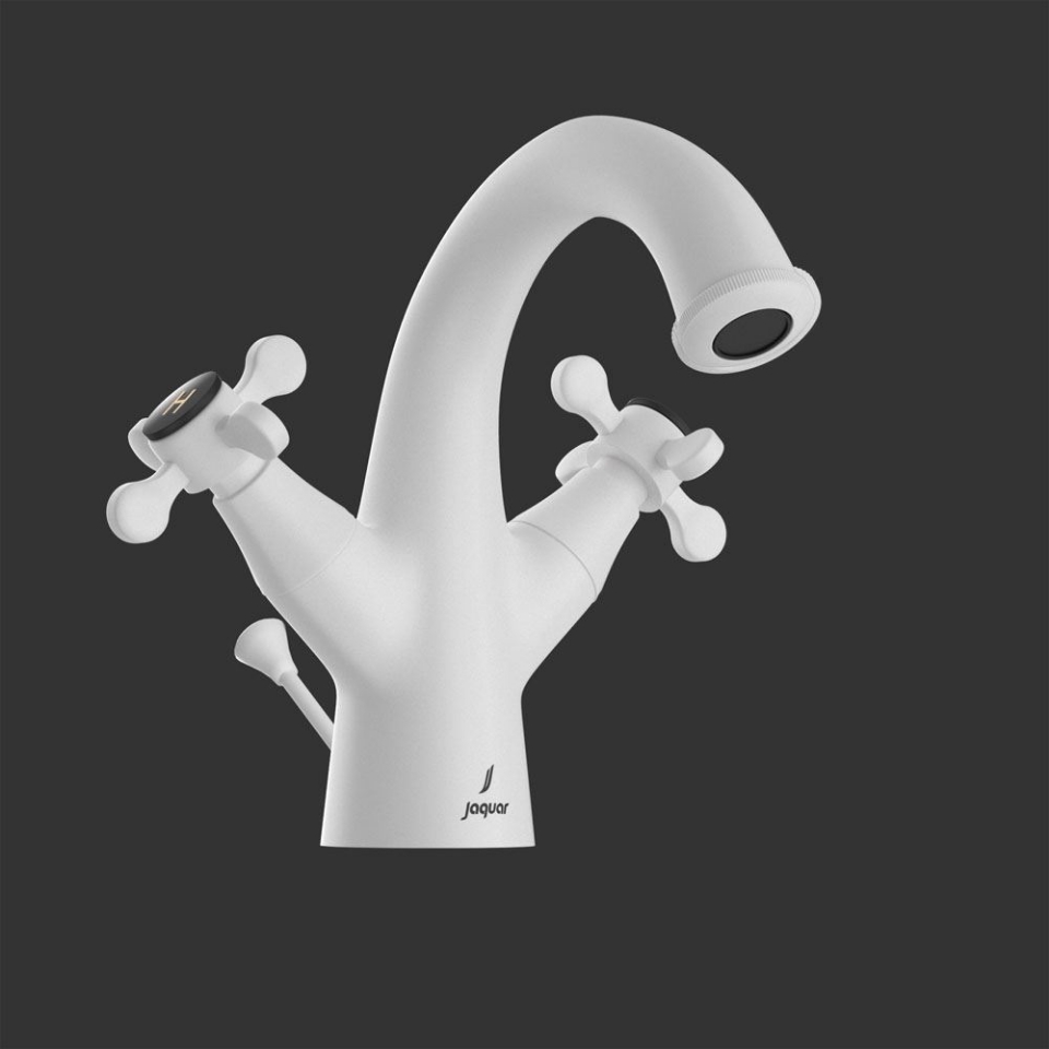 Picture of Gruppo lavabo monoforo con scarico automatico - Bianco opaco