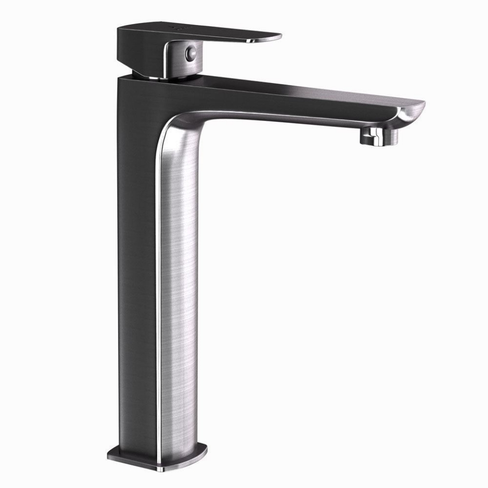 Picture of Miscelatore monocomando per lavabo con piletta click-clack - Acciaio inox