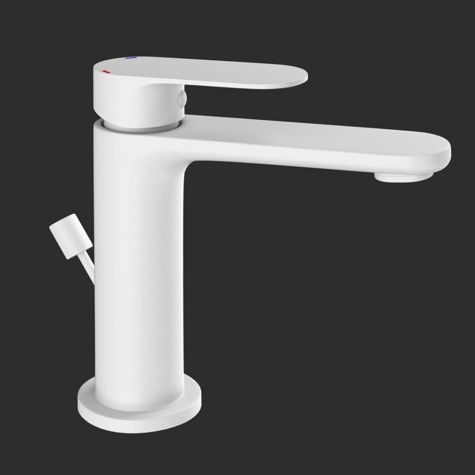 Picture of Miscelatore monocomando per lavabo con scarico automatico - Bianco opaco