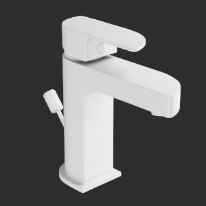 Immagine di Miscelatore monocomando per lavabo con scarico automatico - Bianco opaco