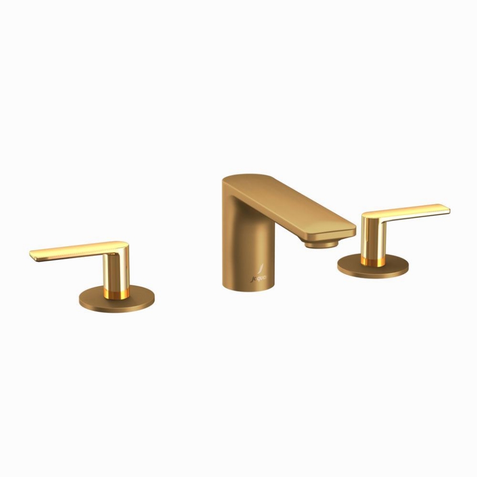 Picture of Gruppo lavabo 3 fori - Leva: Oro lucido PVD | Corpo: Oro opaco PVD