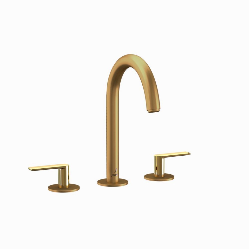 Picture of Gruppo lavabo 3 fori - Leva: Oro lucido PVD | Corpo: Oro opaco PVD