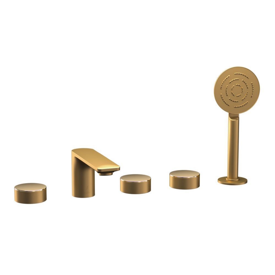 Picture of Gruppo bordo vasca composto da 5 elementi - Leva: Oro lucido PVD | Corpo: Oro opaco PVD