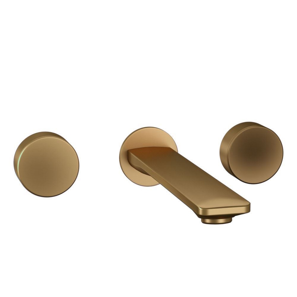 Picture of Parti esterne per gruppo lavabo a 3 fori a parete - Oro opaco PVD