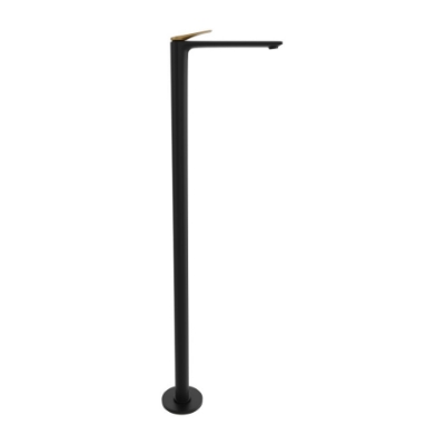 Immagine di Miscelatore monocomando per lavabo a pavimento - Leva: Oro opaco PVD | Corpo: Nero opaco