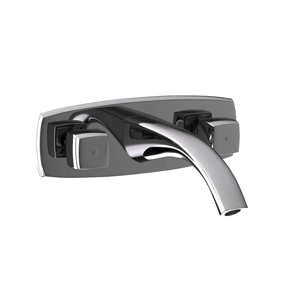 Picture of Gruppo lavabo 3 fori a parete - Cromo nero