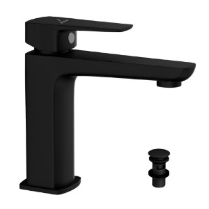 Immagine di Miscelatore monocomando per lavabo con piletta click-clack - Nero opaco