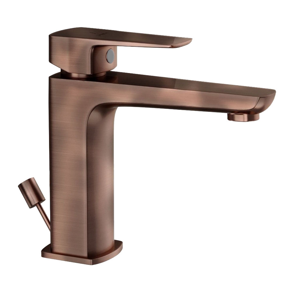 Picture of Miscelatore monocomando per lavabo con piletta click-clack - Rame antico