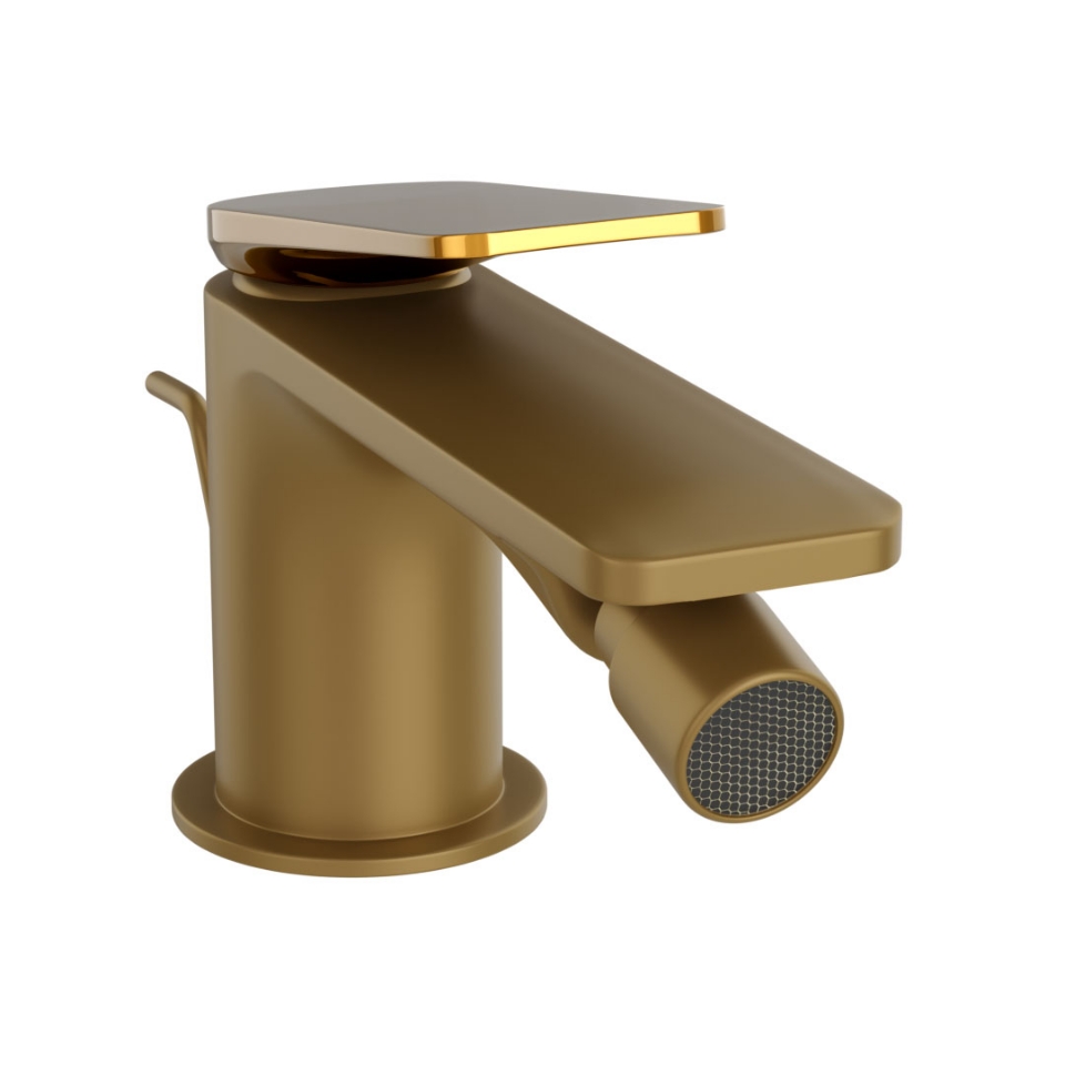 Picture of Single Lever Bidet Mixer with Popup Waste - Lever: Gold Bright PVD | Body: Gold Matt PVD