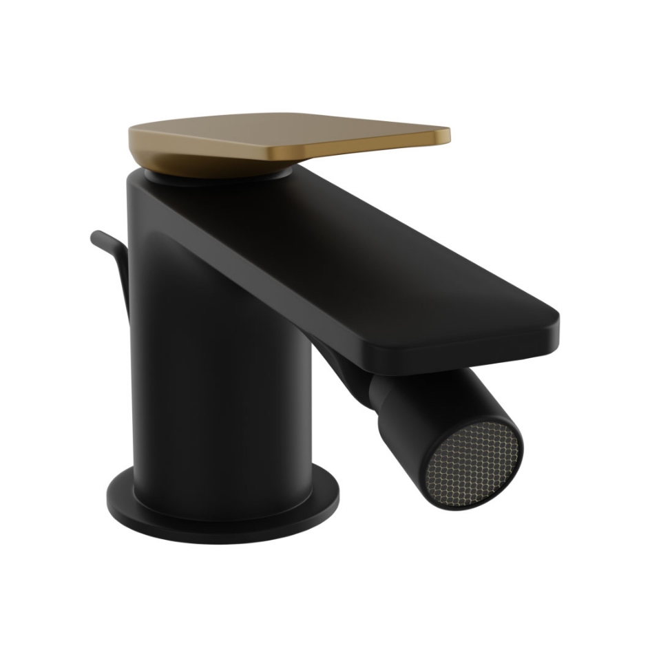 Picture of Miscelatore monocomando per bidet - Leva: Oro opaco PVD | Corpo: Nero opaco
