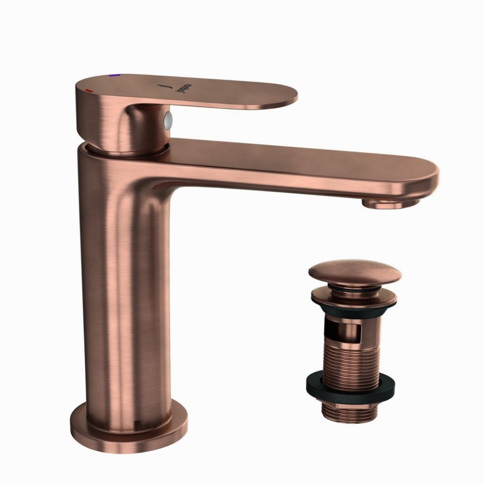 Picture of Miscelatore monocomando per lavabo con piletta click-clack - Rame antico