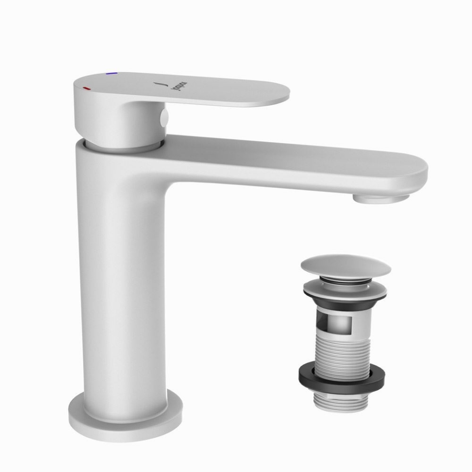 Picture of Miscelatore monocomando per lavabo con piletta click-clack - Bianco opaco