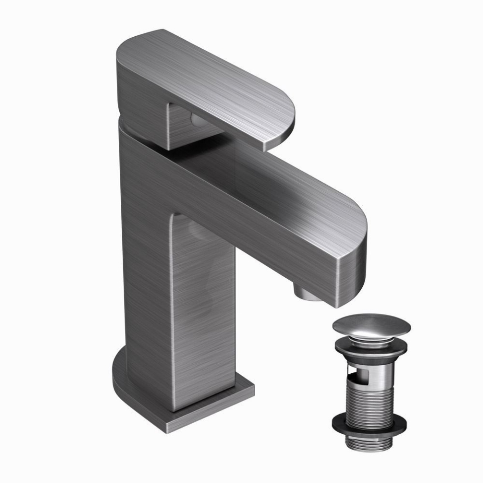 Picture of Miscelatore monocomando per lavabo con piletta click-clack - Acciaio inox
