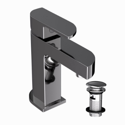 Immagine di Miscelatore monocomando per lavabo con piletta click-clack - Cromo nero