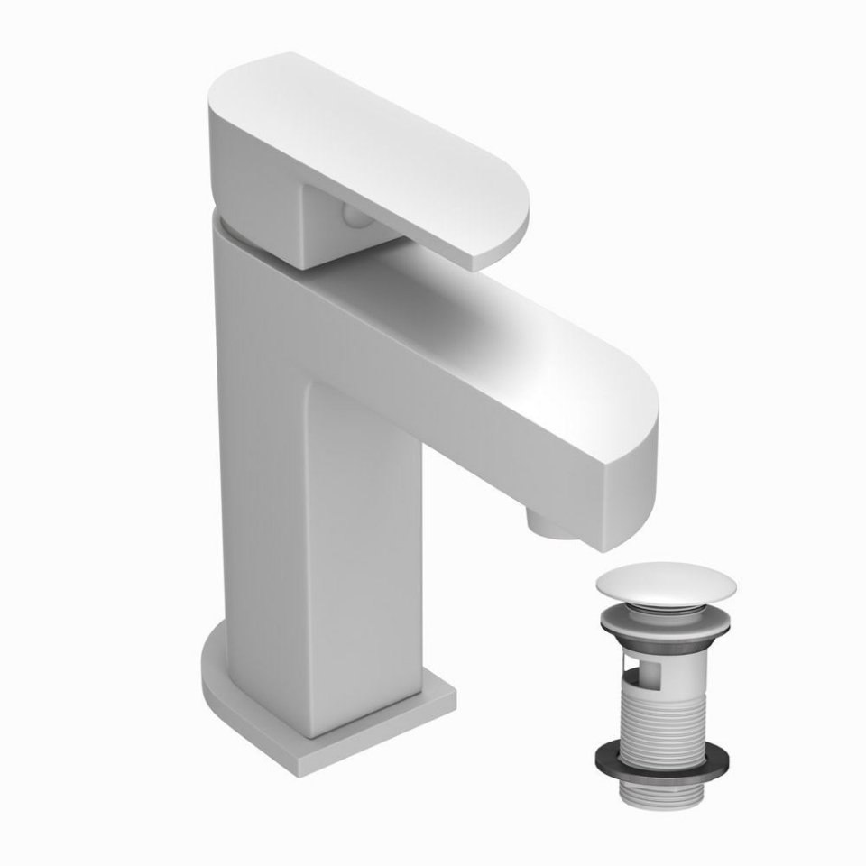 Picture of Miscelatore monocomando per lavabo con piletta click-clack - Bianco opaco