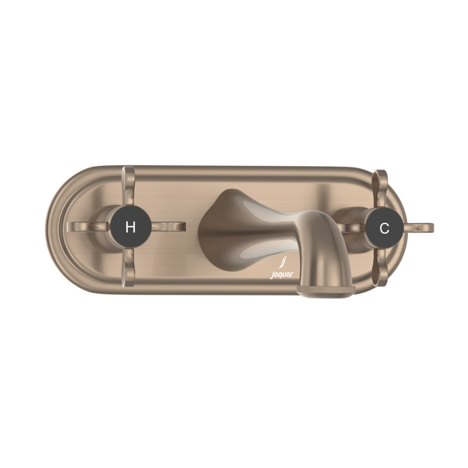 Picture of Gruppo lavabo 3 fori a parete - Polvere oro
