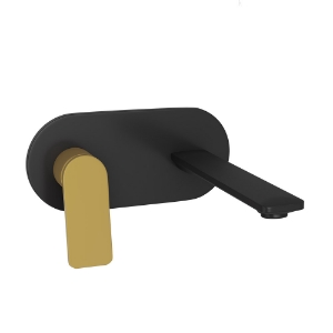 Immagine di Exposed Parts of Left Hand Side Operated Single Lever Built-in In-wall Manual Valve  - Lever: Gold Matt PVD | Body: Black Matt
