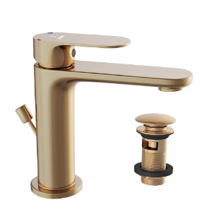 Immagine di Miscelatore monocomando per lavabo con piletta click-clack - Oro