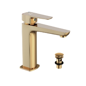 Immagine di Miscelatore monocomando per lavabo con piletta click-clack - Oro