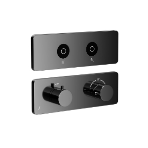 Immagine di Kit parte esposta del sistema doccia Cloud Touch con 2 uscite - Nero cromato