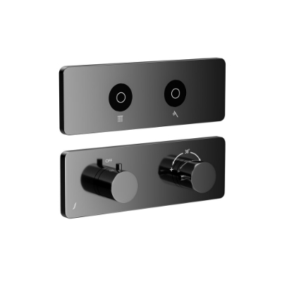 Immagine di Kit parte esposta del sistema doccia Cloud Touch con 2 uscite - Nero cromato