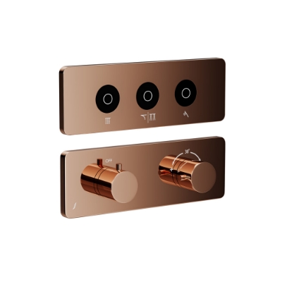 Immagine di Kit parte esposta del sistema doccia Cloud Touch con 3 uscite - Oro cipria PVD