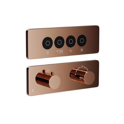 Immagine di Kit parte esposta del sistema doccia Cloud Touch con 4 uscite - Oro cipria PVD