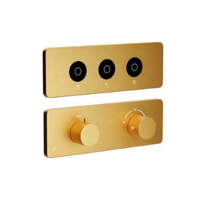 Immagine di Kit parte esposta del sistema doccia Cloud Touch con 3 uscite - Oro opaco PVD