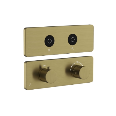 Immagine di Kit parte esposta del sistema doccia Cloud Touch con 2 uscite - Oro cipria PVD