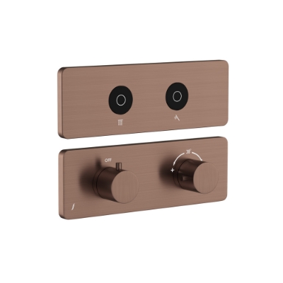Immagine di Kit parte esposta del sistema doccia Cloud Touch con 2 uscite - Oro cipria PVD