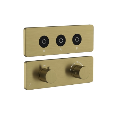 Immagine di Kit parte esposta del sistema doccia Cloud Touch con 3 uscite - Oro cipria PVD