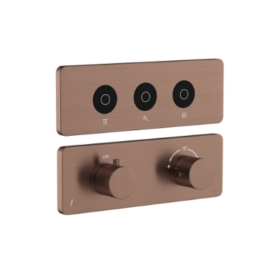 Immagine di Kit parte esposta del sistema doccia Cloud Touch con 3 uscite - Oro cipria PVD