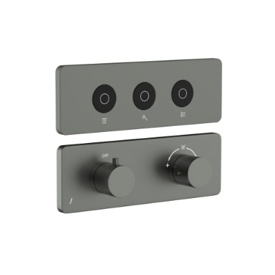 Immagine di Kit parte esposta del sistema doccia Cloud Touch con 3 uscite - Oro cipria PVD