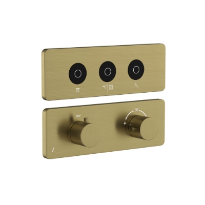 Immagine di Kit parte esposta del sistema doccia Cloud Touch con 3 uscite - Oro cipria PVD