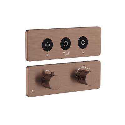 Immagine di Kit parte esposta del sistema doccia Cloud Touch con 3 uscite - Oro cipria PVD