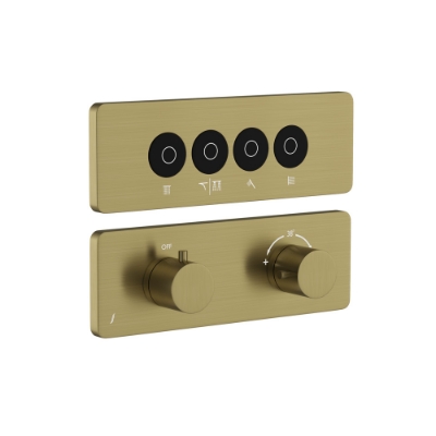 Immagine di Kit parte esposta del sistema doccia Cloud Touch con 4 uscite - Oro cipria PVD