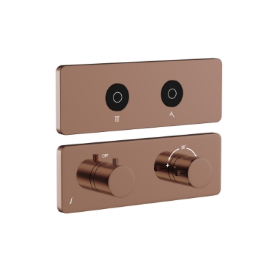 Immagine di Kit parte esposta del sistema doccia Cloud Touch con 2 uscite - Oro cipria PVD