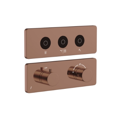 Immagine di Kit parte esposta del sistema doccia Cloud Touch con 3 uscite - Oro cipria PVD