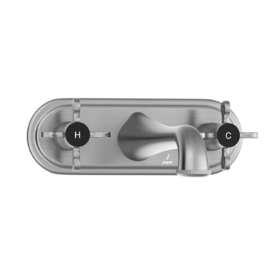 Immagine di Gruppo lavabo 3 fori a parete - Acciaio inox