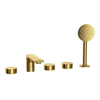 Immagine di Gruppo bordo vasca composto da 5 elementi - Oro lucido PVD