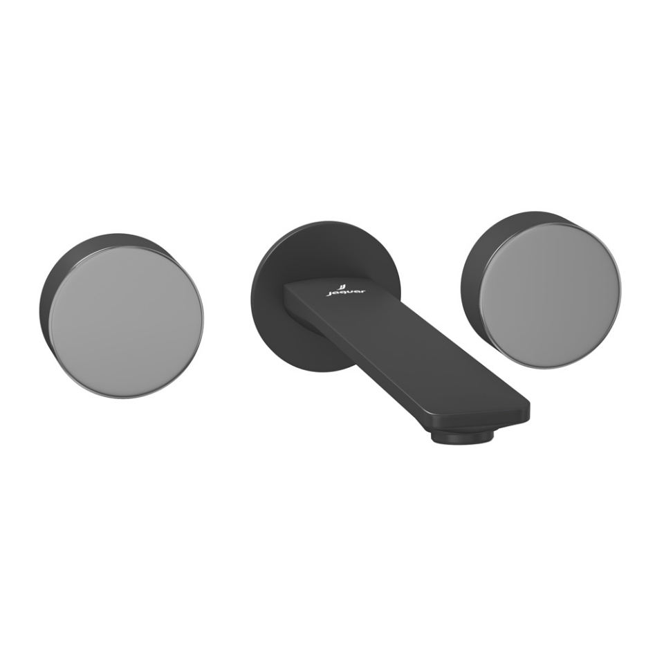 Picture of Parti esterne per gruppo lavabo a 3 fori a parete - Leva: Cromo nero | Corpo: Nero opaco