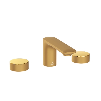Immagine di Gruppo lavabo 3 fori - Leva: Oro lucido PVD | Corpo: Oro opaco PVD