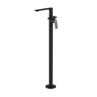 Immagine di Parti esterne per colonna vasca freestanding - Leva: Cromo nero | Corpo: Nero opaco