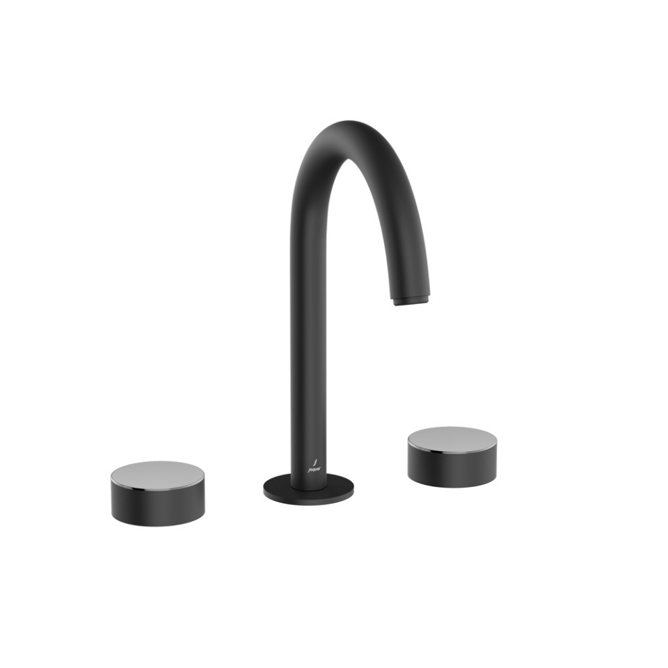 Picture of Gruppo lavabo 3 fori - Leva: Cromo nero | Corpo: Nero opaco