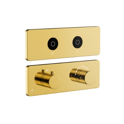 Immagine di Kit parte esposta del sistema doccia Cloud Touch con 2 uscite - Oro brillante PVD