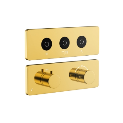 Immagine di Kit parte esposta del sistema doccia Cloud Touch con 3 uscite - Oro brillante PVD