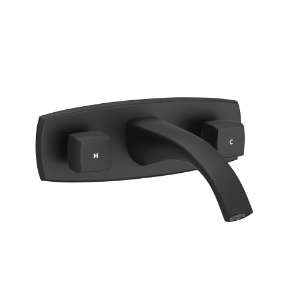 Immagine di Gruppo lavabo 3 fori a parete - Nero opaco