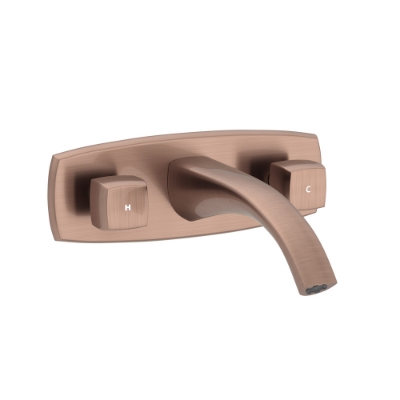 Immagine di Gruppo lavabo 3 fori a parete - Rame antico